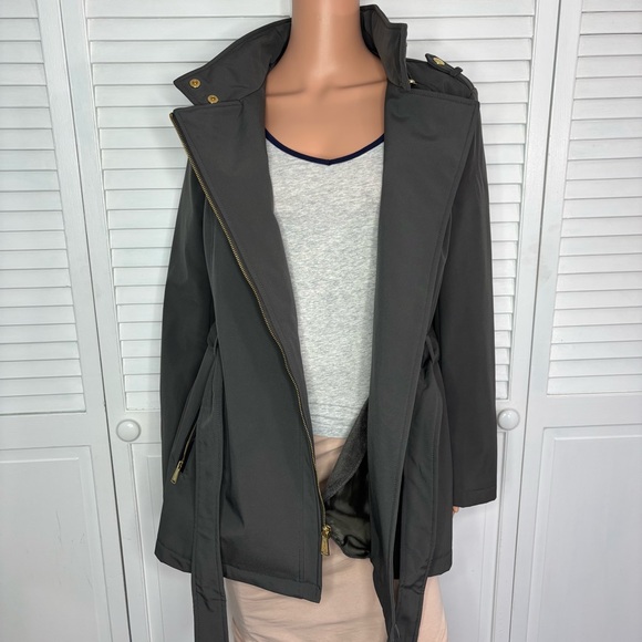 MICHAEL Michael Kors Belted Softshell Jacket in Dark Charcoal Grey Size Small - Picture 2 of 7